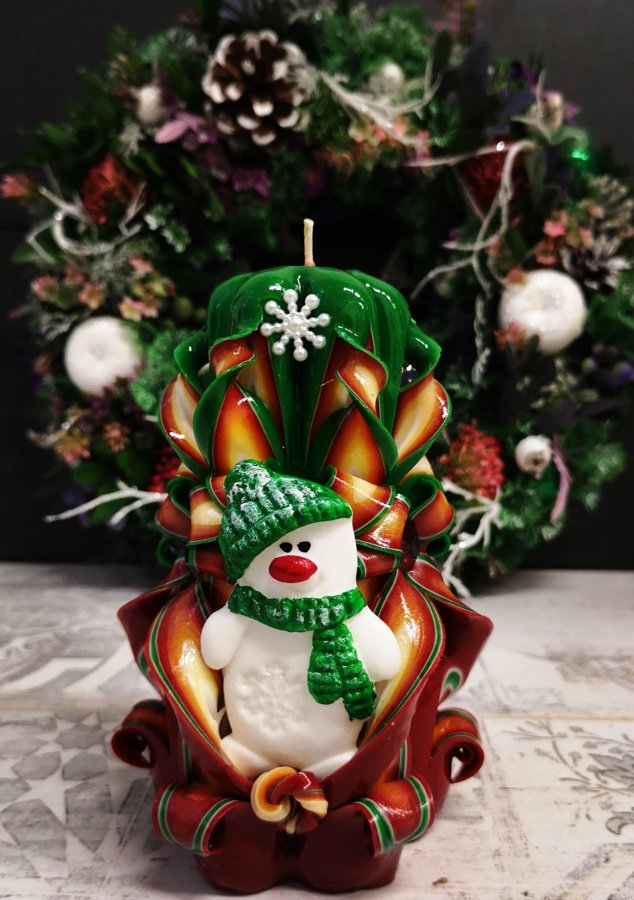 14cm - 6 inch Green snowman " Christmas" 