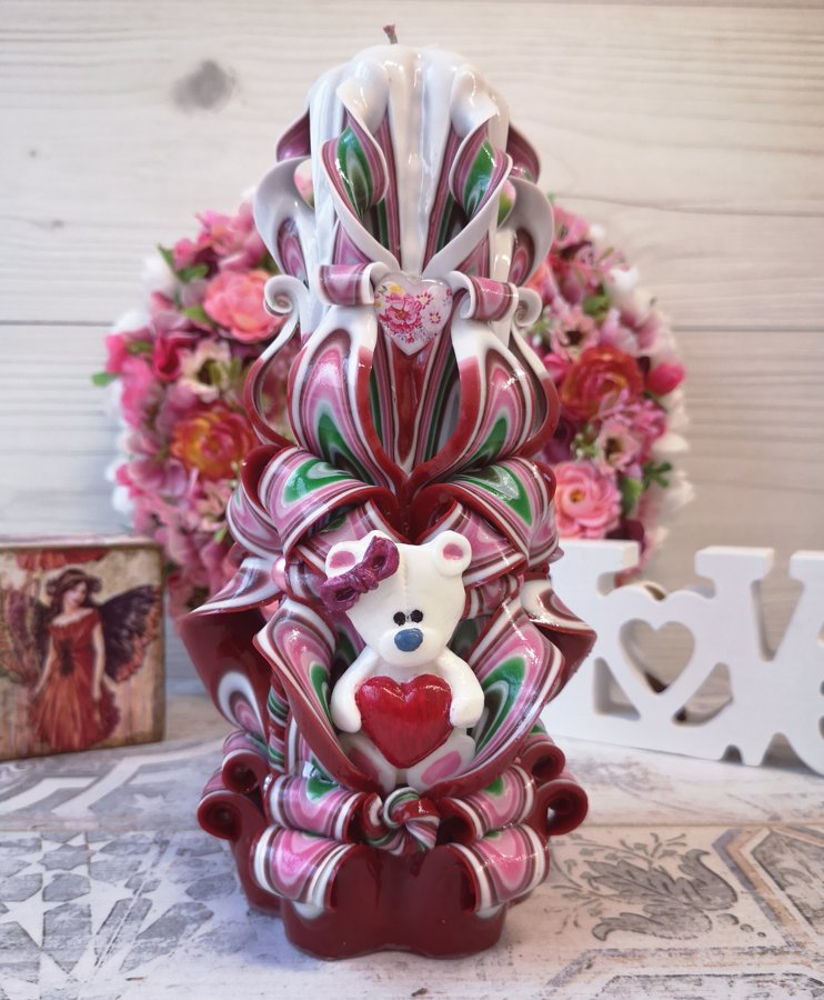 Candle 22cm "Bear with heart" 