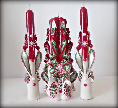Red Christmas set- 3 candles