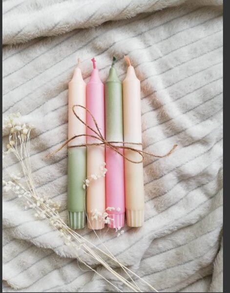 Taper candles set "Grey and multicolor " 